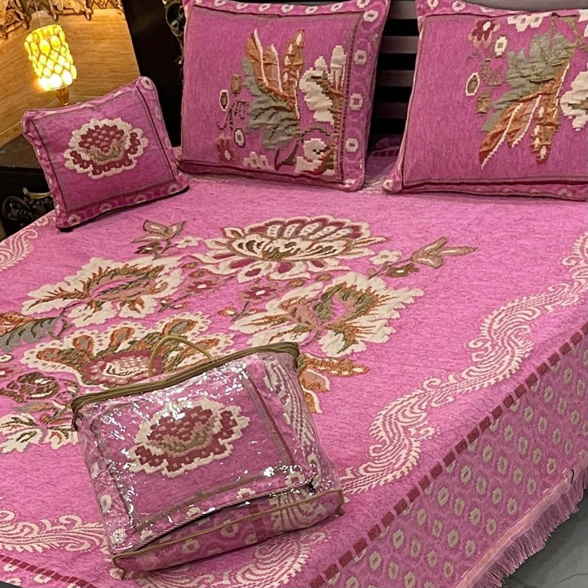 Luxury Floral Tapestry Velvet Bedspread Set