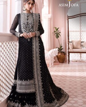 Monochrome Black & Silver Heavily Embroidered Formal Ensemble